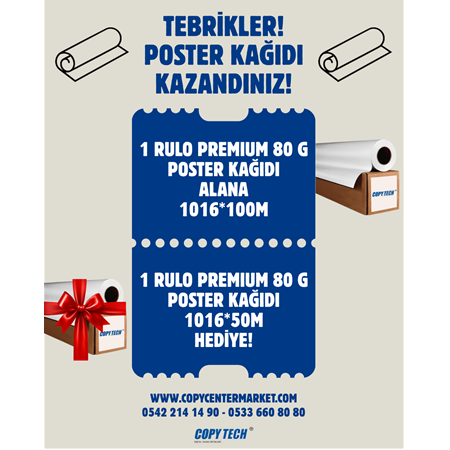 Premium Poster Kağıdı, 1016mm*100M + 1016mm*50M, 82 g/m² (105 micron)